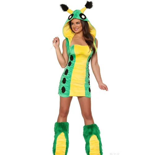 Faux Fur Caterpillar Carnival Uniform Fairy Tale Cosplay Animal Costume PQ80640