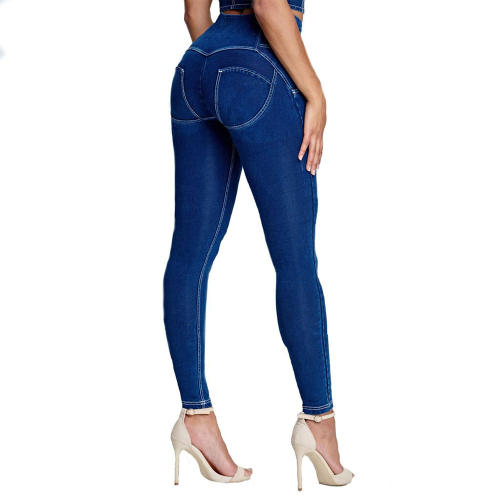 Original Factory Quality Light Blue Front Button Hight Waist Jeans PQANZ-28HWWD-B