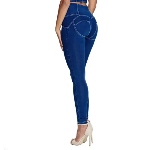 Original Factory Quality Dark Blue Front Button Hight Waist Jeans PQANZ-28HWWD-A