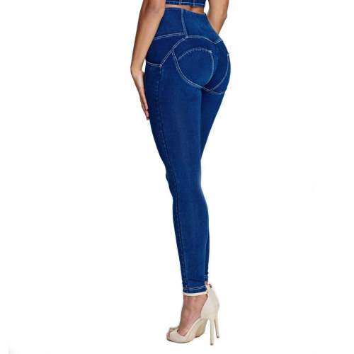 Original Factory Quality Dark Blue Front Button Hight Waist Jeans PQANZ-28HWWD-A