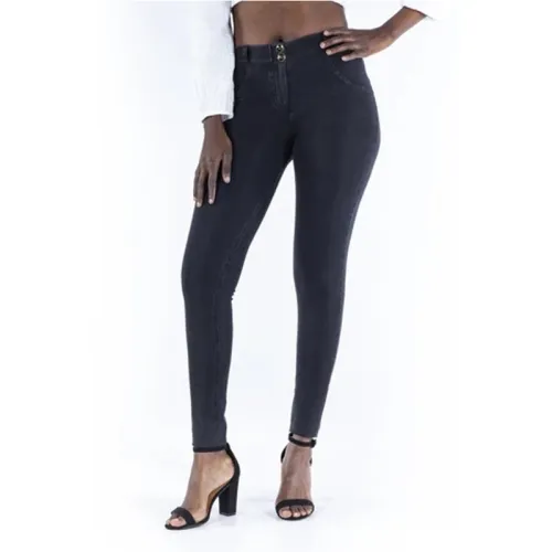 Original Factory Quality Black Mid Waist Bubble Butt Jeans PQANZ-27MWDDBlueJC