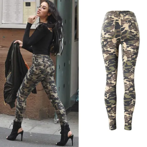 Camouflage Slim Hight Waist Jeans For Women Skinny Denim Pants PQTOP116