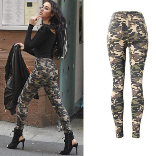Camouflage Slim Hight Waist Jeans For Women Skinny Denim Pants PQTOP116