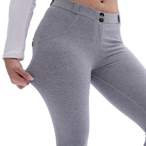 Original Factory Quality Grey Mid Waist Bubble Butt Knit Pants PQANZ-MWDDK001D
