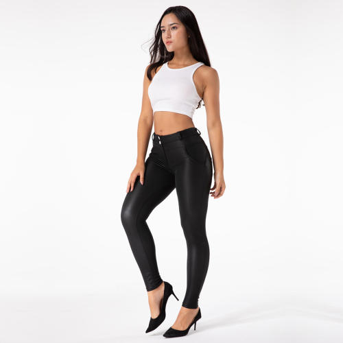 Original Factory Quality Matt Black PU Bubble Butt Pants PQANZ-13013