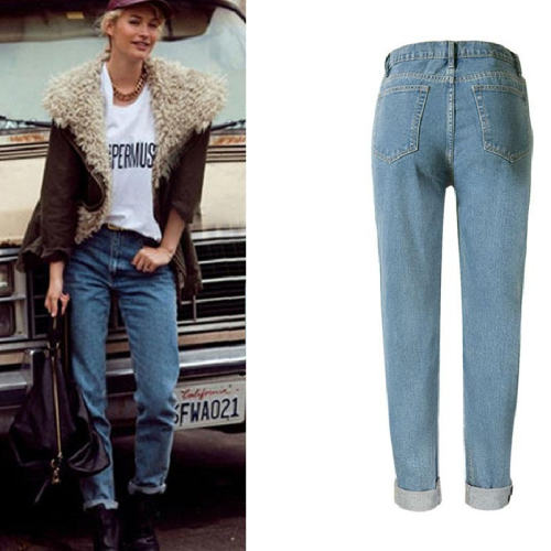 Blue Pencil Denim Pants Hight Waist Fashion Jeans Women PQTOPAM05