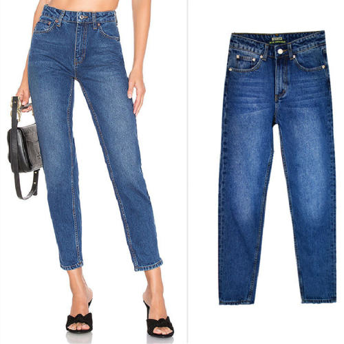 Blue Pencil Denim Pants Hight Waist SkinnyJeans Women PQTOP326