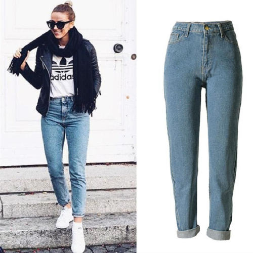 Blue Pencil Denim Pants Hight Waist Fashion Jeans Women PQTOPAM05