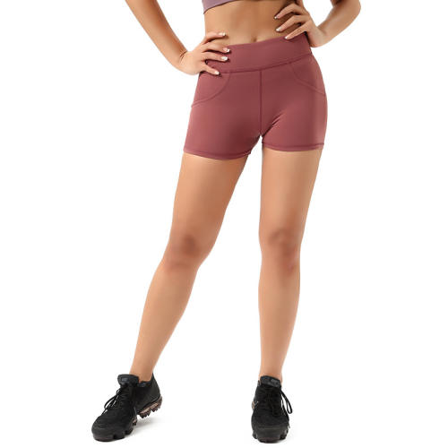 Purple Mid Waist Fitness Shorts For Women Bubble Butt Sport Wear PQF122C