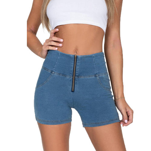 Original Factory Quality Light Blue High Waist Bubble Butt Shorts PQANZ-68SHD-B