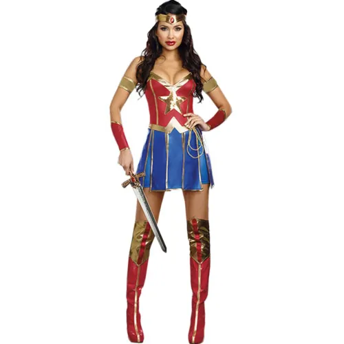 Sexy Super Hero Fancy Dress DC Comic Wonder Woman Costume PQ2882
