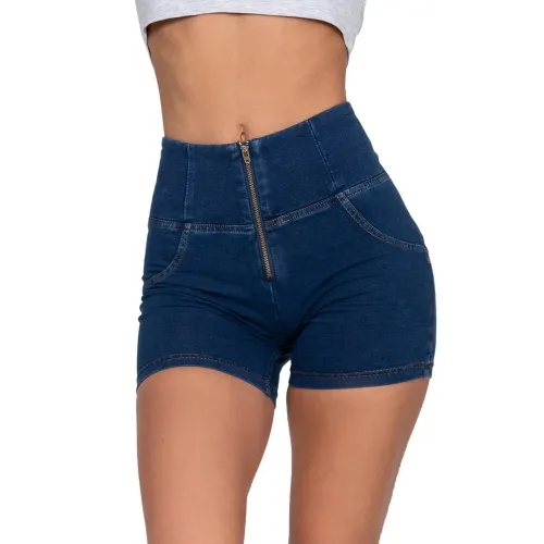 Original Factory Quality Dark Blue High Waist Bubble Butt Shorts PQANZ-68SHD-A