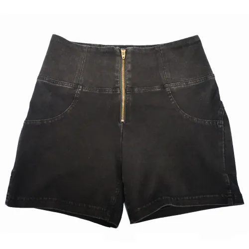 Original Factory Quality Black High Waist Bubble Butt Shorts PQANZ-68SHD-D