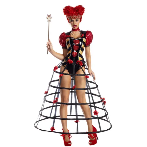 Red Heart Princess Costume Peach Heart Queen Cosplay Birdcage Dress PQ0011