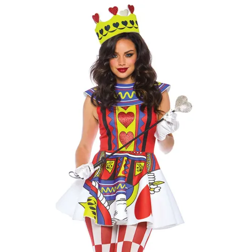 Halloween Queen of Hearts Costume Playing Card Hearts Sexy Dress PQ00016
