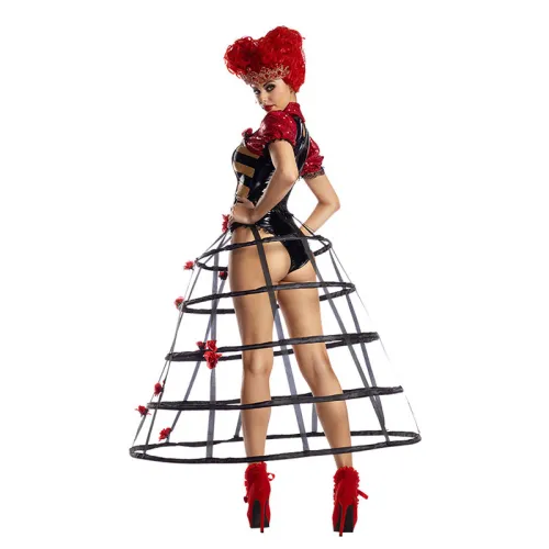 Red Heart Princess Costume Peach Heart Queen Cosplay Birdcage Dress PQ0011