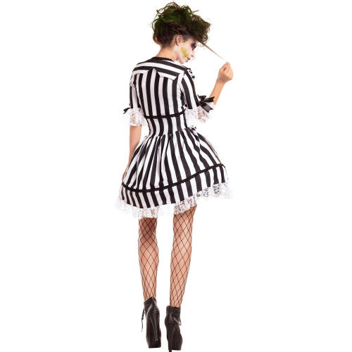 Black White Stripes Devil Costume Vampire Fancy Dress Sexy Tutu Skirt PQ1725