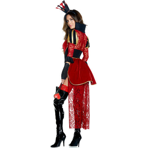 Carnival Poker Costume Halloween Cosplay Queen of Hearts Bodysuit PQ00020