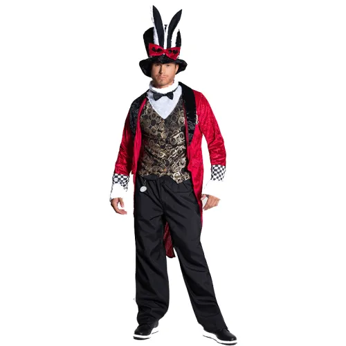 Men Bunny Cosplay Outfits Alice in Wonderland Magician Costume PQA001B
