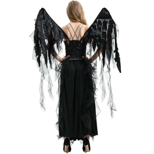 Black Angel Costume For Women Devil Cosplay Fancy Dress PQMR9038