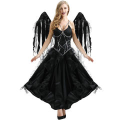 Black Angel Costume For Women Devil Cosplay Fancy Dress PQMR9038