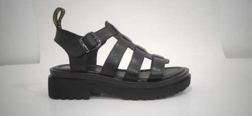 OEM-Women Black Leather Sandals DF2228A