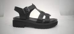 OEM-Women Black Leather Sandals DF2229A