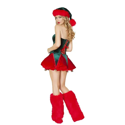Green Christmas Costume Santa Fancy Dresses Sexy Xmas Uniform PQ972011