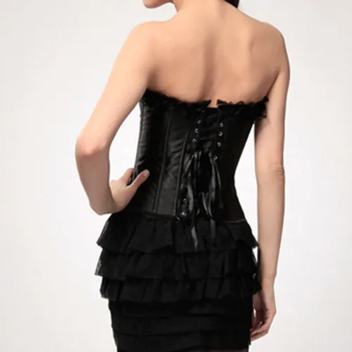 Black Court Overbust Corset For Women Sexy Corselet PQH107