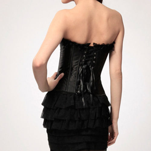 Black Court Overbust Corset For Women Sexy Corselet PQH107