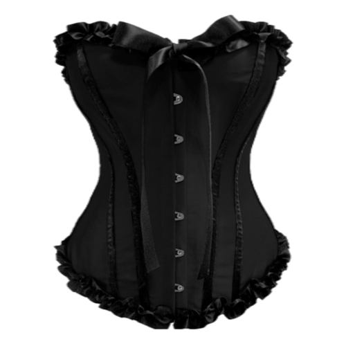 Black Strip Overbust Corset For Women Sexy Glue Bone Bustiers PQ1030A