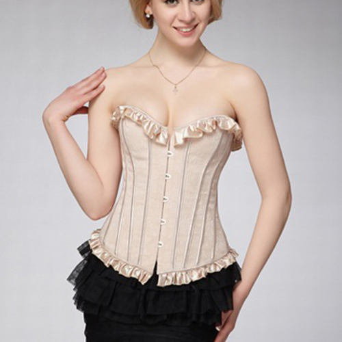 Champagne Color Overbust Corselet For Women Sexy Corset PQH91
