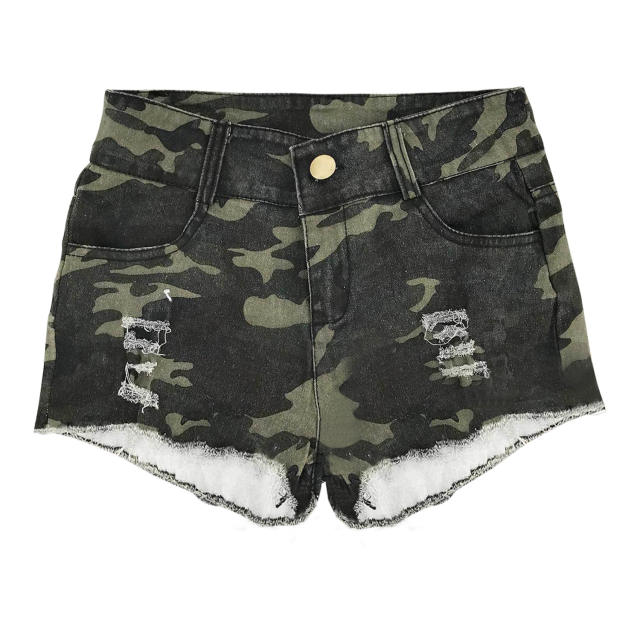 Camouflage Denim Shorts For Women Jeans Hot Pants PQ625