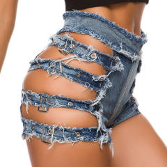 Sexy Club Hot Pants Ripped Denim Shorts Hollow Out Jeans PQ848