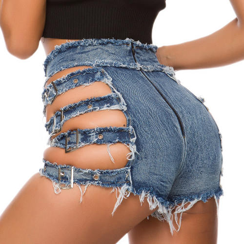 Sexy Club Hot Pants Ripped Denim Shorts Hollow Out Jeans PQ848