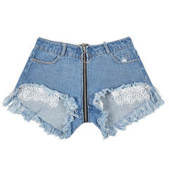 Front Zipper Denim Shorts Sexy Club Jeans Low Waist Hot Pants PQ827