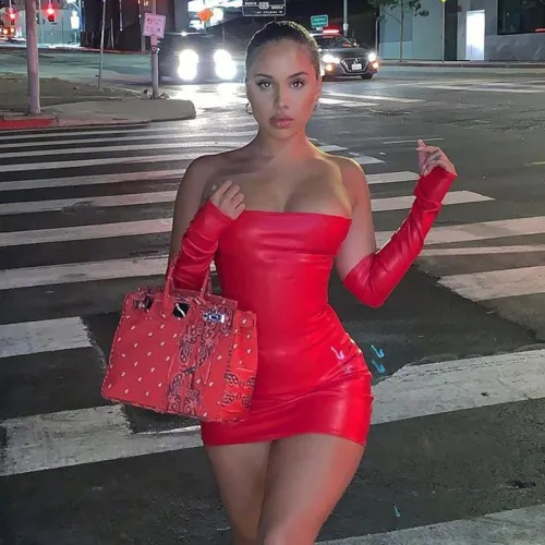Red Faux Leather Club Dress For Women Sexy Night Club Wear PQ10508B