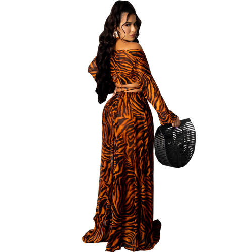 Tiger Print Boho Dress Summer Maxi Dresses For Women PQ10214B