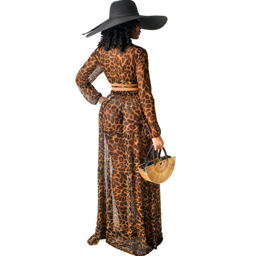 Leopard Print Boho Dress Summer Maxi Dresses For Women PQ10214A