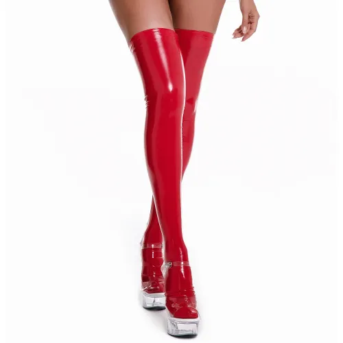 Red Sexy PU Stockings Faux Leather Wear Women PQ6815B