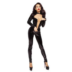 Black Faux Leather Catsuit PVC Jumpsuit for Women Zentai PQ6803