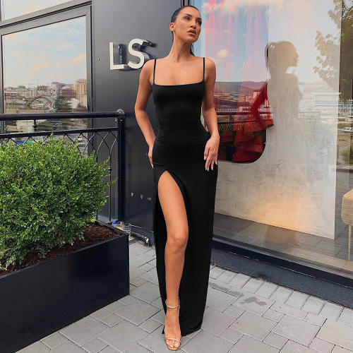 Black Sexy Spaghetti Strap Cocktail Dress Women Evening Dresses PQ5259A