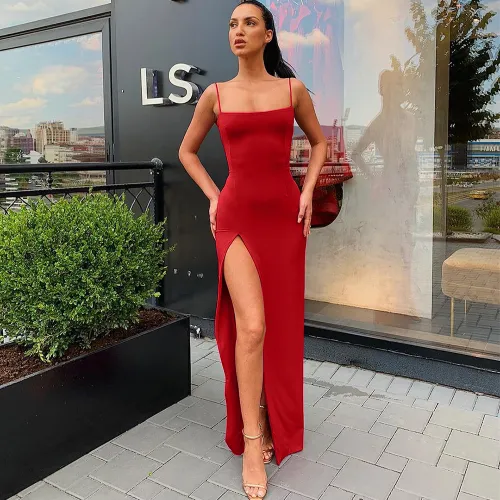 Red Sexy Spaghetti Strap Cocktail Dress Women Evening Dresses PQ5259B