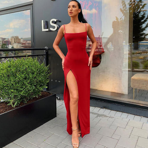Red Sexy Spaghetti Strap Cocktail Dress Women Evening Dresses PQ5259B