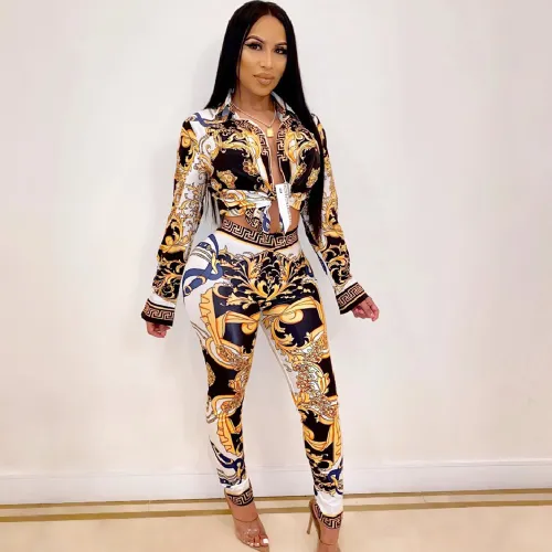 Ethnic Printing Fashion Two Piece Sets For Women PQ2107
