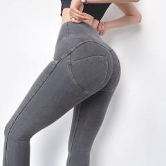 Light Blue Denim Pants Hight Waist Bubble Butt Jeans Women PQ304A