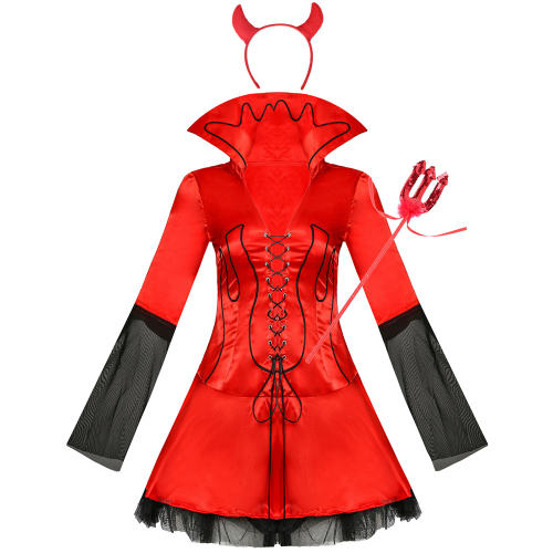 Red Halloween Evil Fancy Dress Carnival Haunted House Costume PQ113A