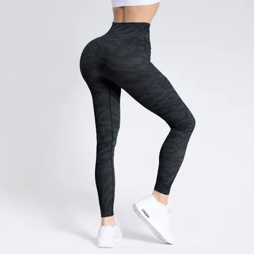 Black High Waist Yoga Pants Women Bubble Butt Seamless Athletic Leggings PQ9124B