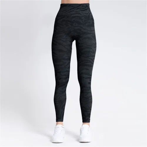 Black High Waist Yoga Pants Women Bubble Butt Seamless Athletic Leggings PQ9124B