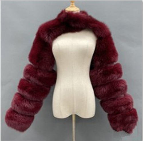 Light Grey Winter Coat Women Faux Fur Shawl Long Sleeve Vest PQ00236B